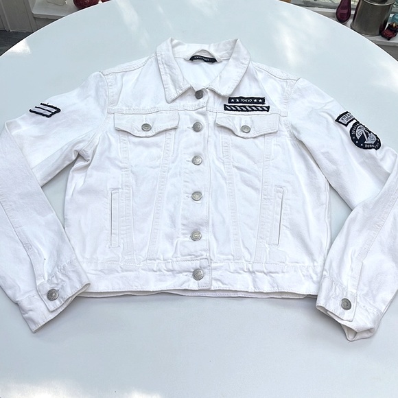 Tokyo Talkies White Patchwork Denim Jacket - Picture 14 of 16
